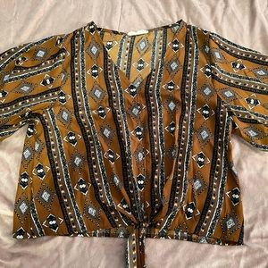 Brown and Nacy Tribal Top